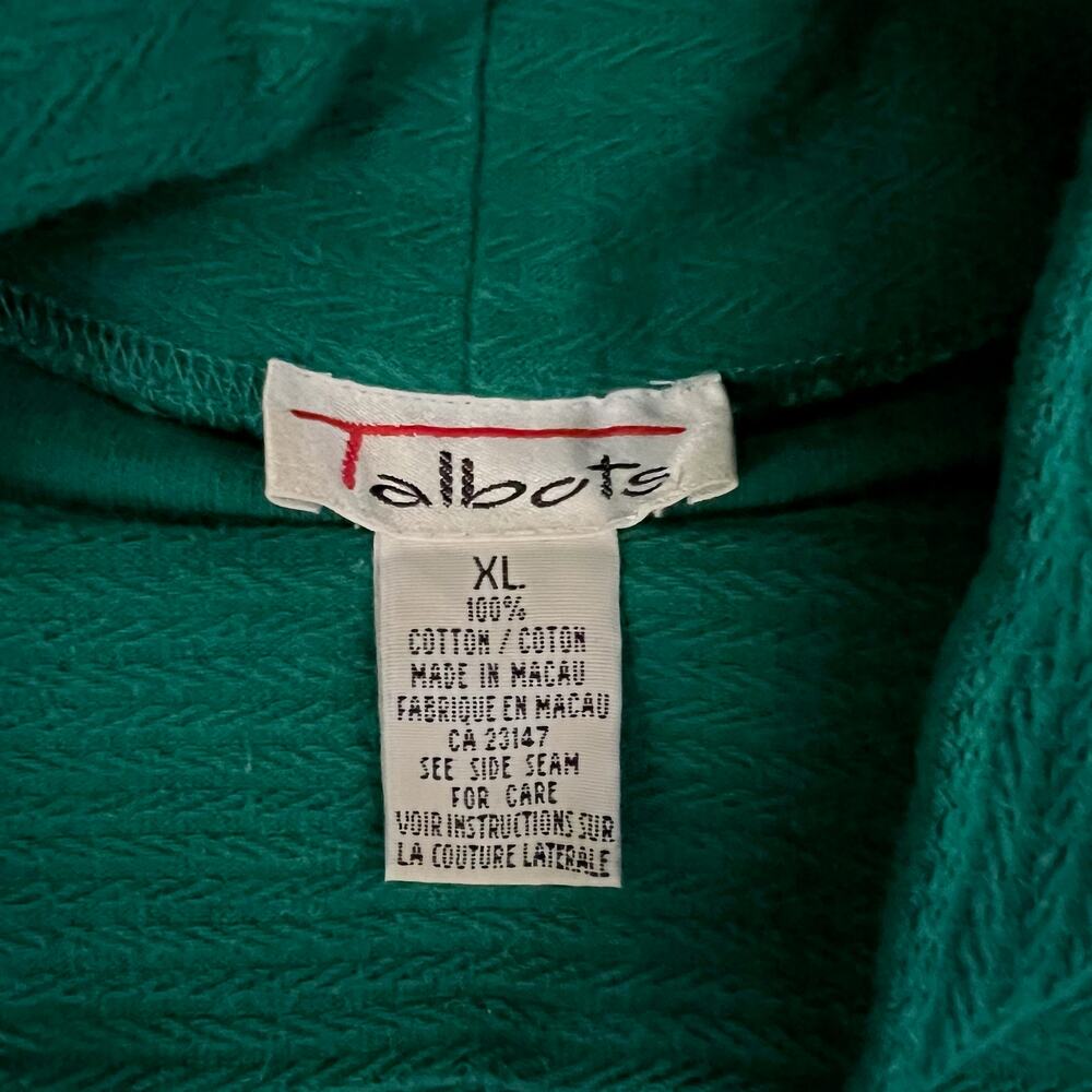 Vintage Talbots Sweater Womens XL Teal Cotton Waffle Knit Mock Neck Longline 90s - Picture 6 of 7